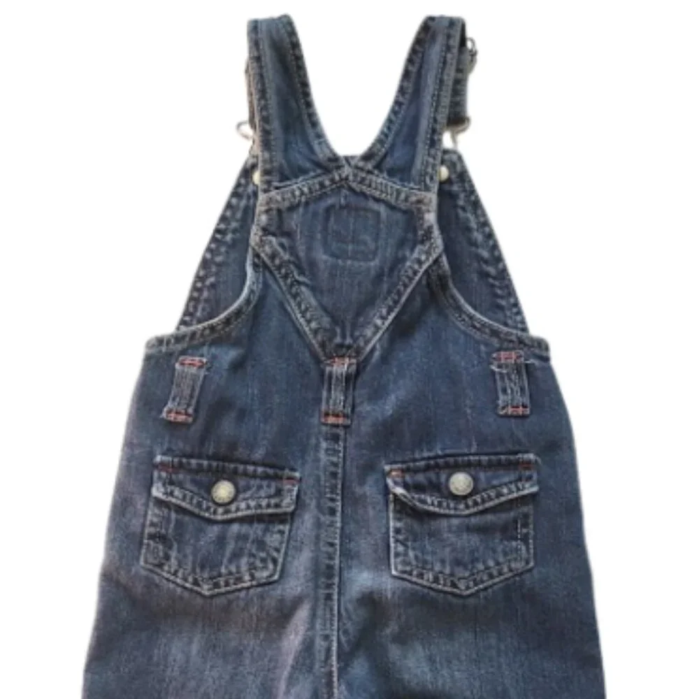 OLD NAVY Denim Blue Jean 100% Cotton Bib Overalls - Infant Boy's 6-12 Months